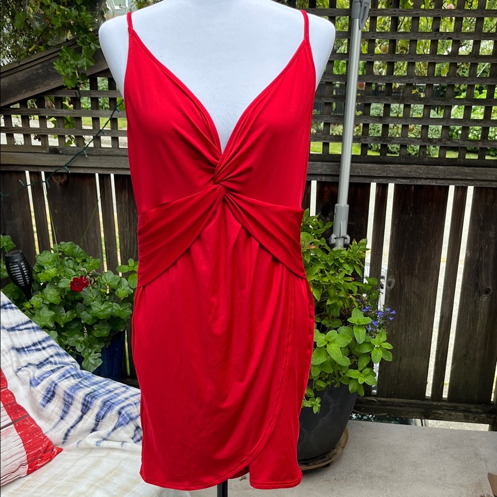Sexy Yoins Red Twist Front Dress, Size XL